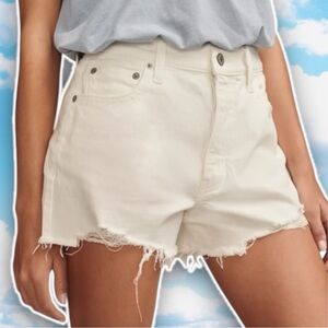 NWT LUCKY BRAND Mom High Rise Short White Distressed Grunge Boho Festival Beach
